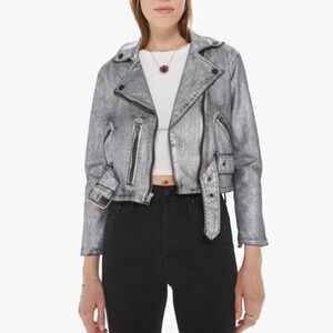 MOTHER denim moto jacket metallic